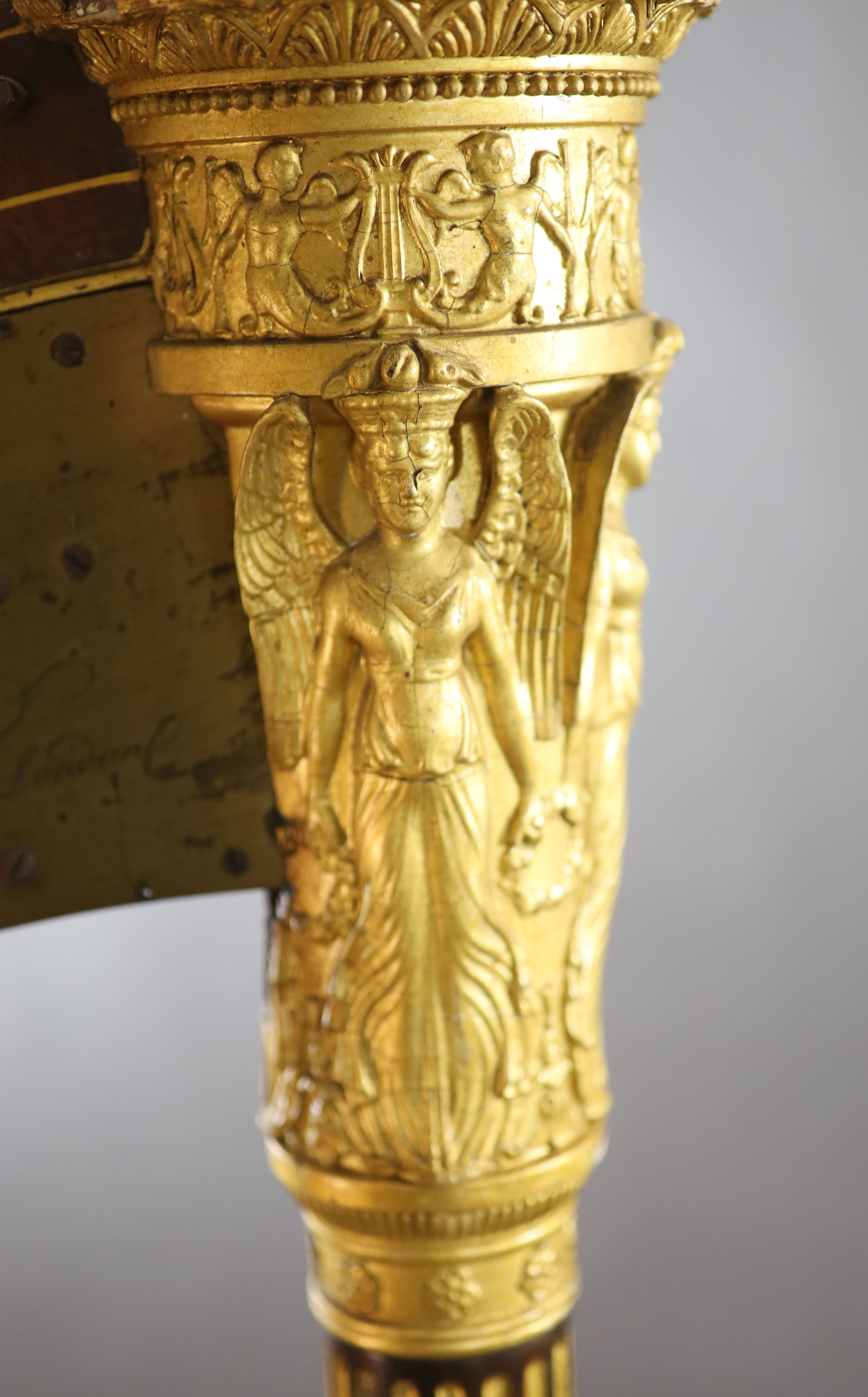 A mid 19th century J.Schwieso giltwood, satinwood and rosewood concert harp, W.2ft 9in. H.5ft 7in.
